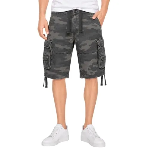 Brandit Herren Vintage Shorts Basic darkcamo M - Herren-Shorts aus 100% schwerer Baumwolle, robust und bequem mit Tunnelzug für perfekten Sitz, ideal für Freizeit und Outdoor-Aktivitäten.
