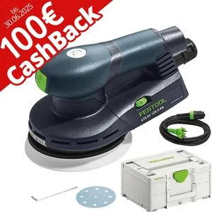 Festool Exzenterschleifer ETS EC 125/3 EQ-Plus 125mm - Schleifmaschine mit 400 W Leistung und bürstenlosem EC-TEC Motor für hohe Effizienz. Inklusive Transportkoffer und 100€ Cashback Aktion bis 30.06.25!