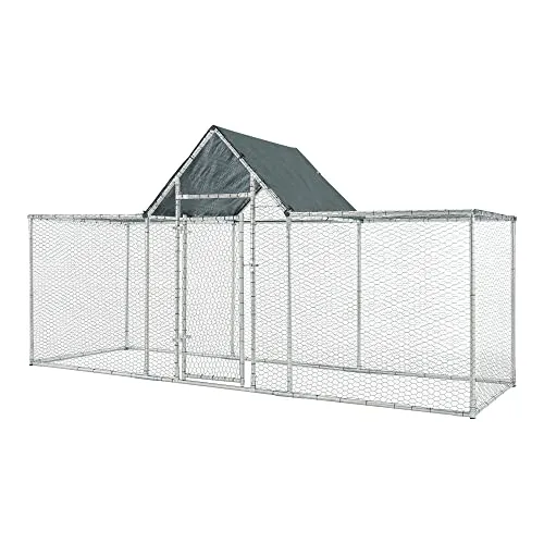 pro.tec Freilaufgehege 'Arguin' mit Überdachung - Kleintierstall 300x100x100-150cm, ideal für Hühner und Enten. Bietet optimalen Schutz vor Fressfeinden und Wetter, mit UV-beständigem Satteldach und engmaschigem Drahtgeflecht.