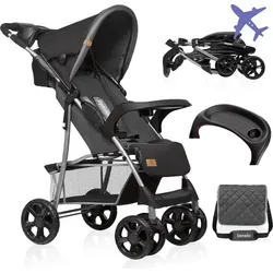 lionelo Kinder-Buggy Emma, Dunkelgrau, Leicht & Praktisch - Kinderbuggy bis 15kg, mit verstellbarer Rückenlehne und gefederten Rädern für höchsten Komfort. Ideal für Ausflüge mit Ihrem Kleinen.