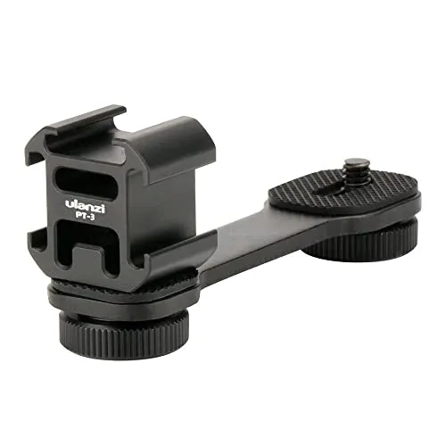 ULANZI PT-3 Triple Cold Shoe Mount Adapter Aluminium für Gimbal (DJI Osmo Mobile 2/3, Zhiyun, Feiyutech), Kamera und Smartphone Vlog Video Mikrofon Verlängerungsstange