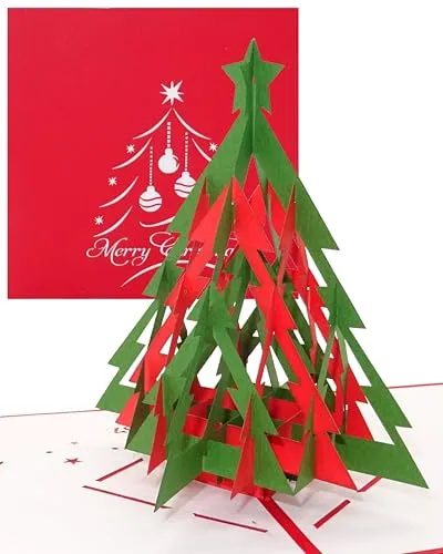 Pop-Up Weihnachtskarte "Tannenbaum | Modern" Merry Christmas, Weihnachtskarte mit Weihnachtsbaum, Pop Up Karte zu Weihnachten, 3D Karte, Christmas Greeting Card