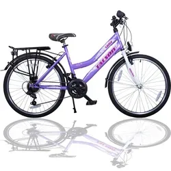 Zoll Kinderfahrrad 21-Gang mit Beleuchtung Lila 630 - Violett 24 - 24 Zoll Kinderfahrrad mit 21-Gang Drehgriffschaltung und batteriebetriebener Beleuchtung, ideal für Sicherheit und Komfort beim Fahren.