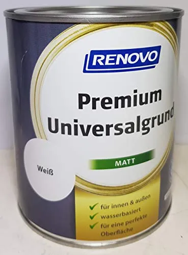 RENOVO Premium Universalgrund Weiss 2,5 Liter - Hochwertiger Lack für vielseitige Anwendungen, ideal für eine optimale Untergrundvorbereitung und hervorragende Haftung auf verschiedenen Oberflächen.