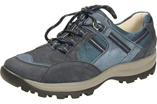Waldläufer Damen Wanderschuhe HOLLY - Blau - Weite H - 41 - Robuste Wanderschuhe aus Leder/Textil für Damen, ideal für Outdoor-Abenteuer. Mit luftgepolsterter Laufsohle und herausnehmbarer Innensohle für höchsten Tragekomfort. Perfekt für breite Füße.