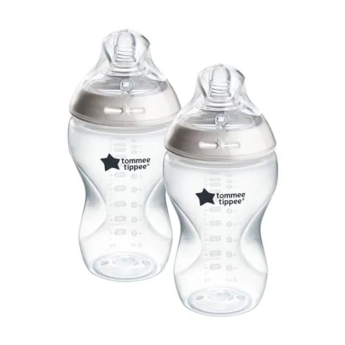 Tommee Tippee-Babyflaschen, Natural Start Anti-Kolik-Flaschen, 340ml, brustähnl. Sauger, Anti-Kolikventil, selbst steril., Zubehör, dekor. 2er-Pack