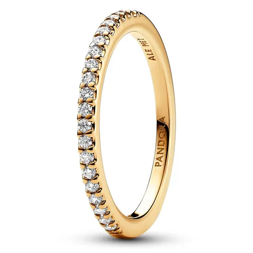 PANDORA Timeless Funkelnder Band-Ring aus Sterling Silber mit vergoldeter Metalllegierung, Cubic Zirkoniastein verziert, Größe: 58, 162999C01-58