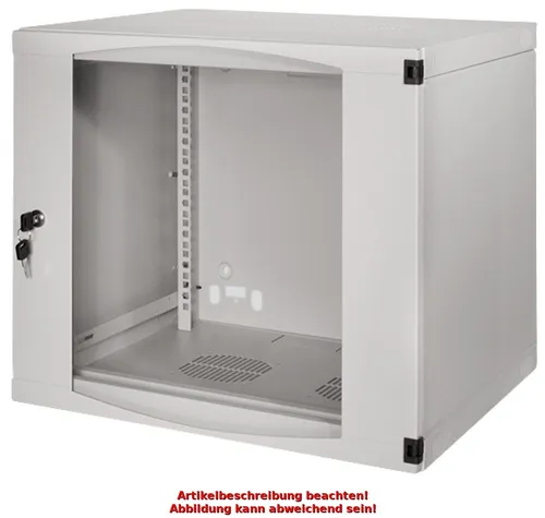 LogiLink Professional W06F64G - Einteiliges 19 Zoll Wandgehäuse, pulverbeschichteter Stahlrahmen mit Glastür und Zylinderschloss, ideal für sichere Kabelorganisation