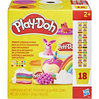 Play-Doh 18er Fantasiepack - Vielfältige Knete für kreative Köpfe: 18 leuchtende Farben in großen 85g Dosen fördern das Teilen und gemeinsame Spielen – ideal für Bastelgeschenke, Geburtstagsfeiern und kreative Aktivitäten.