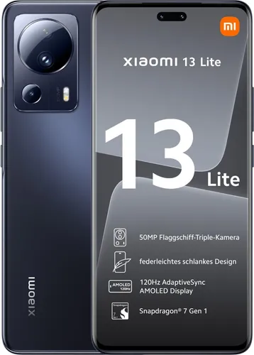 Xiaomi 13 Lite 5G Schwarz Smartphone - Smartphone mit 5G-Technologie und schneller Ladefunktion (30 W), ideal für stets aktives Multitasking und Unterhaltung.