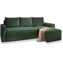 Masseno Ecksofa POTARO mit Schlaffunktion - Grün, POSO 14 - Ecksofa mit Schlaffunktion und praktischem Bettkasten, ideal für Gäste und Platzersparnis im Wohnzimmer. Stilvolles Design und hoher Komfort machen es zum perfekten Mittelpunkt Ihres Wohnraums.