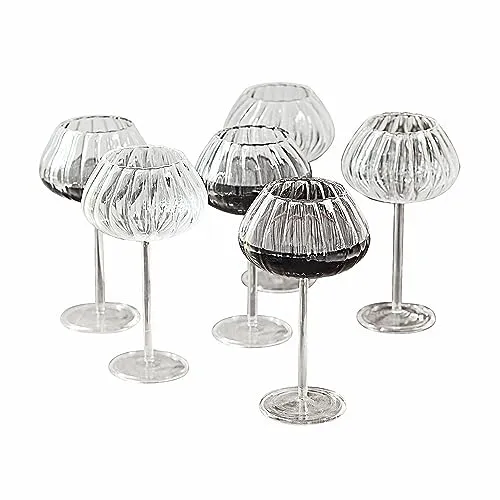 Loberon Weinglas 6er Set Minou, mundgeblasen, beeindruckende Größe, bauchige Form, edler Vintage-Look, Outdoor, Glas, klar