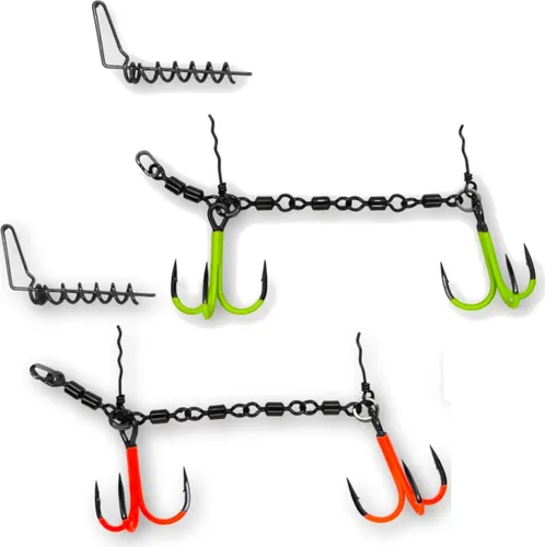 Pikecraft 4-Swivel Kit XL 3/0 - Hakensystem für Gummifische, Farbe:UVC
