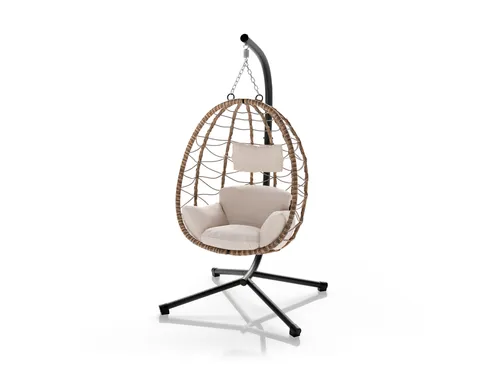 Juskys Korb-Hängesessel Aria – Faltbar & Höhenverstellbar - Hängesessel mit Eisengestell, belastbar bis 130 kg. Genießen Sie entspannten Schaukelspaß im stylischen Lounge-Design – perfekt zum Lesen oder Chillen!