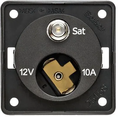 Berker Integro Flow/Pure Kombisteckdose 12V/SAT, anthrazit - Steckdose für System Integro Flow und Pure, ideal für Reisemobile und Wohnwagen, ausgestattet mit F-Doppelbuchse und 12V Steckdose.