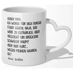 22Feels Tasse Papa Geschenk Vatertag von Tochter Vater Geburtstag Kaffeetasse Mann, Keramik, Made In Germany, Spülmaschinenfest, Herzhenkel weiß