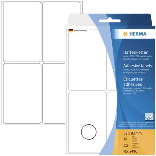 Herma 2490 Vielzwecketiketten 5.2x8.2 cm (32 Blatt (128 Etiketten))