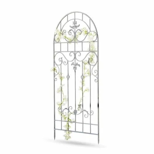 LOBERON Rankgitter Brac mit Kunstvollen Ornamenten - Antikes Rankgitter aus Schmiedeeisen mit kunstvollen Ornamenten und Antik-Patina, ideal für die stilvolle Gartengestaltung. Einfach mit Erdspießen zu befestigen.