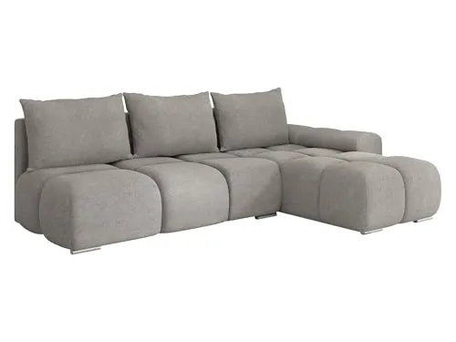 Mirjan24 Ecksofa Bukirt mit Bettkasten, 3 Sitzer L-Form Sofa mit Schlaffunktion, Eckcouch für Wohnzimmer, Couch mit Bettfunktion (Velo 633, Seite: Rechts)