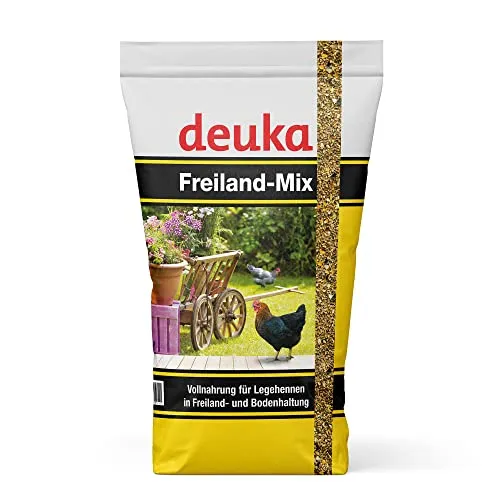 deuka Freiland-Mix 10 kg - Hochwertiges Hühnerfutter - Geflügelhaltung: Gekörntes Alleinfutter ohne genetisch veränderte Zutaten, ideal für Legehennen und Hühner für gesunde und schmackhafte Eier.