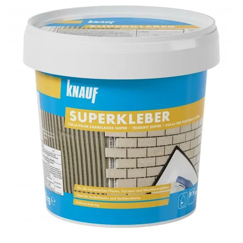 Knauf Superkleber 1 kg - Fliesenkleber für Innen - Klebstoffe - Hochwertiger Dispersionsfliesenkleber für starke Haftung und einfache Anwendung, ideal für Innenräume.