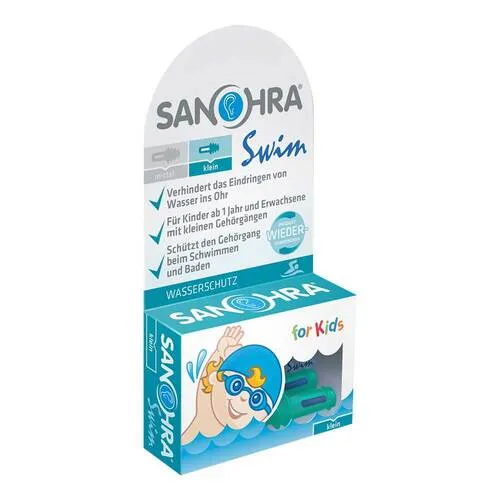 Sanohra swim für Kinder Ohrenschutz - Arzneimittel zur Ohrenschutz, speziell für Kinder, bietet optimalen Schutz vor Wasser und Lärm beim Baden.