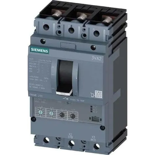 Siemens 3VA2225-7HN32-0AA0 Leistungsschalter - Leistungsschalter mit 250 A Nennstrom und 110 kA Kurzschlussschutz, ideal für industrielle Anwendungen und Hutschienenmontage.