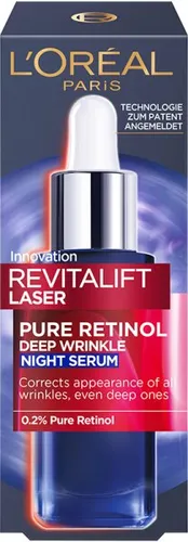 L’Oréal Paris Revitalift Pure Retinol Nachtserum 30 ml - Nachtserum für Damen, mit hochkonzentriertem Retinol zur effektiven Faltenbekämpfung und Hauterneuerung, für ein jugendliches Hautbild.