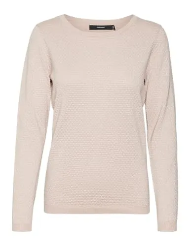 VERO MODA Damen VMCARE Shine LS O-Neck Pullover NOOS Strickpullover, Misty Rose/Detail:W. Silver Lurex, S