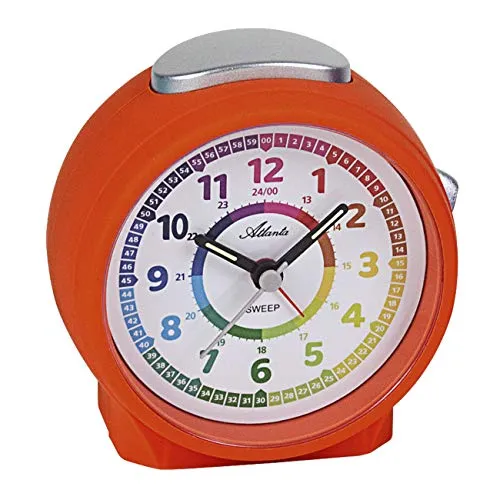 Kinderwecker ohne Ticken in Orange mit Snooze-Funktion - Der ideale Wecker für die Einschulung! Geräuschlos, mit sanftem Licht und praktischer Snooze-Funktion – perfekt für einen entspannten Start in den Tag.