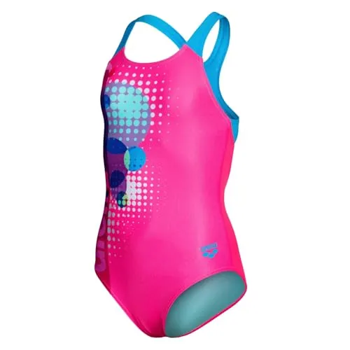 ARENA Performance Mädchen Dots Swim Pro Back Badeanzug - Stylischer Badeanzug für Mädchen aus langlebigem, chlorbeständigem MaxLife Eco Material. Mit UV-Schutz UPF 50+ und ergonomischem Rücken für perfekten Sitz – ideal für Wettkampf und Training.