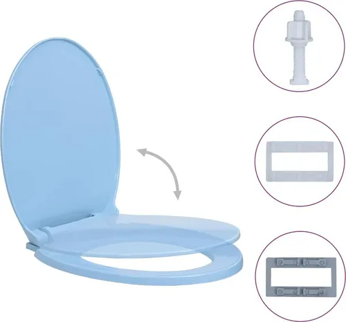 vidaXL Toilettensitz mit Absenkautomatik Blau Oval - Hochwertiger WC-Sitz mit Soft-Close-Funktion für leises Schließen. Stabil und leicht zu reinigen, ideal für Zuhause, Restaurants und Hotels. Passt auf alle gängigen Toilettenschüsseln.