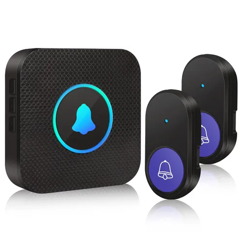 Funkklingel Türklingel Set mit 400m Reichweite - Kabellose Türklingel für den Außenbereich, wasserdicht nach IP55. Ideal für jeden Eingangsbereich, inklusive Batterien und Personalisierungsoptionen.