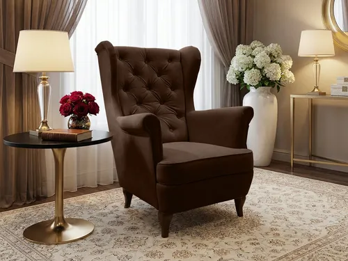 Beautysofa Ohrensessel FALCO Chesterfield – Stilvoller Fernsehsessel - Bequemer Ohrensessel in verschiedenen Farben, gefertigt aus strapazierfähigem Samtstoff. Ideal für jedes Wohnzimmer, bringt Komfort und Stil in Ihr Zuhause.