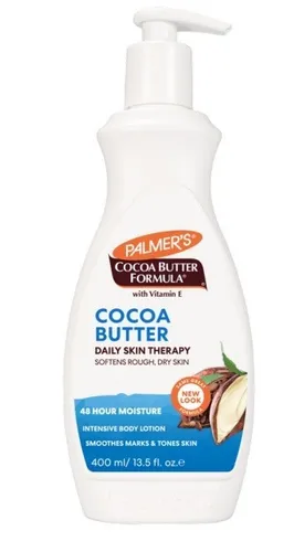 PALMER'S Cocoa Butter Lotion Pump 400 ML - Körperlotion mit reiner Kakaobutter und Vitamin E, pflegt und regeneriert die Haut, ideal für trockene Haut, vegan und dermatologisch getestet.