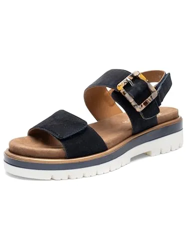 ara Damen Malaga Sandale, Blue 12 21003 02, 41 EU - Wanderschuhe mit hoch weich gepolstertem Wechselfussbett und praktischem Klettverschluss für optimalen Tragekomfort.