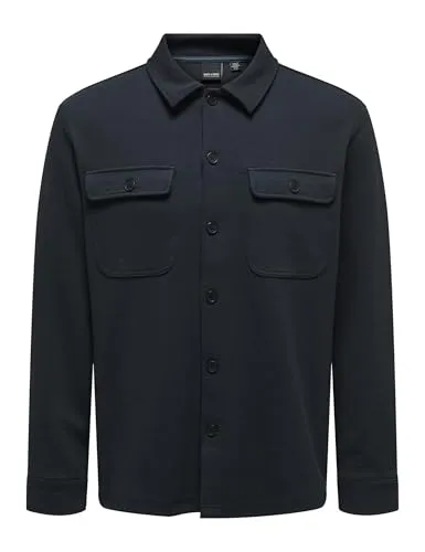 ONLY & SONS Herren Freizeit Hemd ONSNEWKODYL - Trendiges Overshirt in Dark Navy - Herrenhemden von Only & Sons, Regular Fit für optimalen Tragekomfort. Stylisches Hemd mit Knopfleiste und langem Arm, ideal für lässige Anlässe und vielseitig kombinierbar.