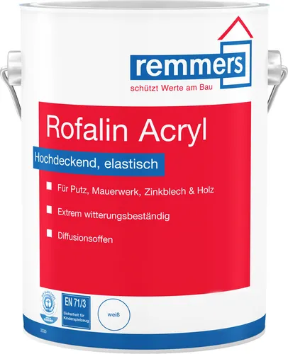 Remmers Rofalin Acryl grau 5l - Hochwertiger Acryl-Lack für perfekte Oberflächen - Lacke, wetterbeständig und ideal für Innen- und Außenanwendungen mit hervorragender Deckkraft.
