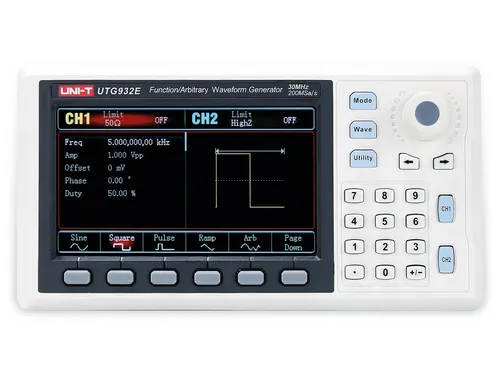 UNI-T Funktionsgenerator UTG932E, 30 MHz - Spannungsprüfer mit 14-Bit Auflösung und 30 MHz Bandbreite. Ideal für präzise Wellenformgeneratoren in Laboren oder Schulen, kompakt und benutzerfreundlich.