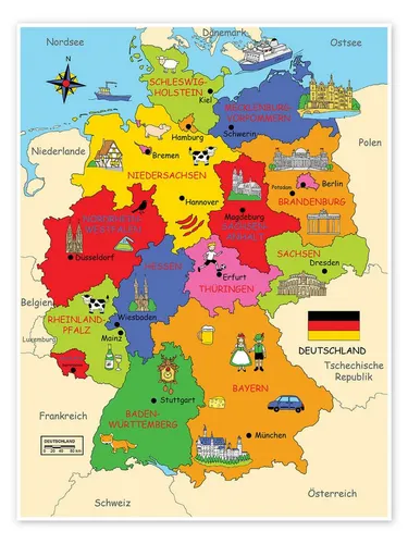 Posterlounge Poster Fluffy Feelings, Bundesländer für Kinder, Mädchenzimmer Illustration