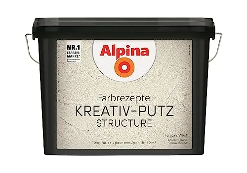Alpina Farbrezepte KREATIV-PUTZ Weiß 10 kg - Strukturputz für kreative Wandgestaltungen, ideal für glatte Wände, 10 kg reichen für ca. 15–20 m², wasserverdünnbar und geruchsarm.
