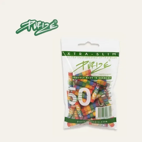 PURIZE Aktivkohlefilter XTRA Slim Rainbow 50 Stück Import