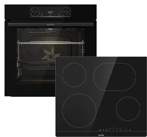 GORENJE Backofen-Set Black Pacific Basic Set - Backofen-Set mit 1-fach-Teleskopauszug und Pizzafunktion bis 300 °C – ideal für Pizza und Focaccia, inklusive Aqua Clean für einfache Reinigung.