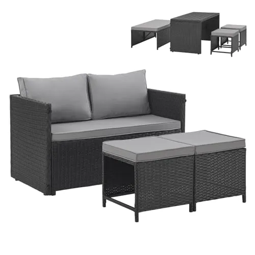 SVITA ATHINA 2in1 Sitzgruppe Outdoor - Möbelsets für Balkon und Garten, mit flexibler Verwandlungsmöglichkeit für jeden Anlass und platzsparendem Design – ideal für kleine Außenbereiche.
