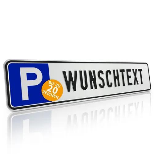Parkplatzschild mit Wunschprägung Aluminium Kennzeichen 52,0 x 11,0 cm