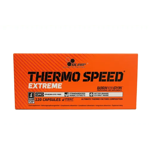 OLIMP Thermo Geschwindigkeit Extreme Mega Kapseln - 120 laktosefreie Kapseln zur Unterstützung der Fitnessleistung mit bewährten Inhaltsstoffen wie L-Tyrosin und Guarana, ideal nach dem Essen einzunehmen.