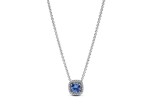 Pandora Kette mit Anhänger Pandora Kette funkelnde eckige Strahlenkranz 393560C01-45 Silber/Blau
