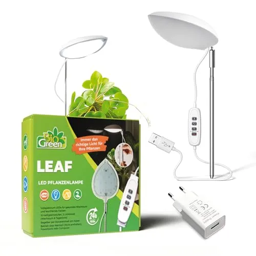 Biogreen LED Vollspektrum Pflanzenleuchte LEAF dimmbar - Wintervlies: Dimmbares Grow Light mit integrierter Schaltzeituhr für optimales Pflanzenwachstum zu jeder Jahreszeit.