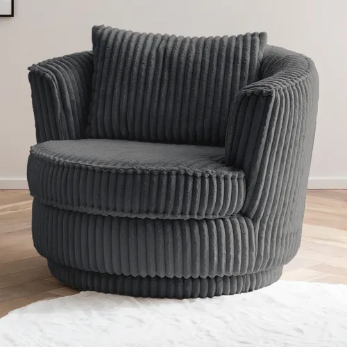 Furn.Design Big-Sessel Comfy, Grau Mega-Cord, 360° drehbar - Moderner Drehsessel für das Wohnzimmer, bietet luxuriösen Komfort mit hochwertiger Mega-Cord-Polsterung und individueller Wohlfühlposition dank bequemer Armlehnen.