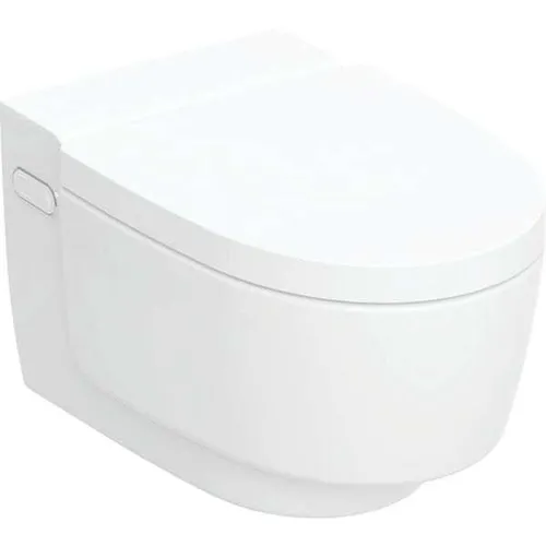 GEBERIT AQUACLEAN MERA COMFORT WC-KOMPLETTANLAGE - Wandhängendes Hänge-WC mit gewärmtem Sitz und innovativem Tornado Flush, ideal für ein modernes Badezimmer.